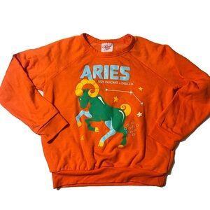 Anthropologie Aries Graphic Sweatshirt - Orange and Green